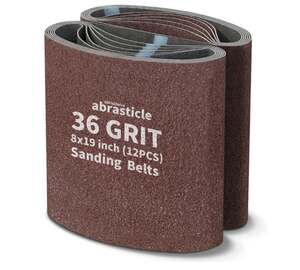 abrasticle 12 Packs 8 x 19 in  Floor Sanding Belts,36 grit,NIB
